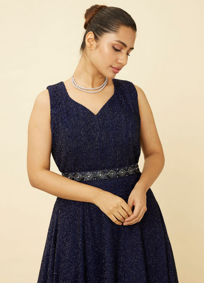 Navy blue western dresses best sale